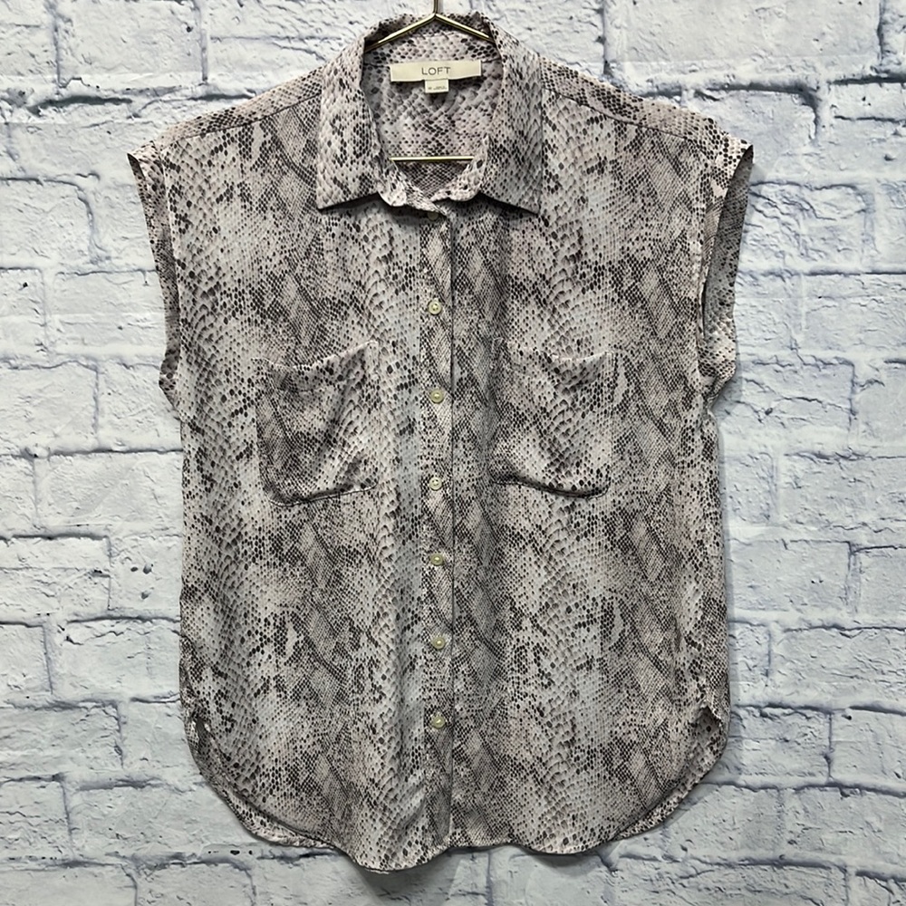 Loft- Sleeveless Snakeskin Print Blouse